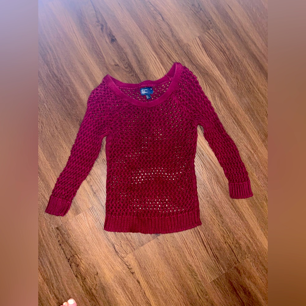 Red/Maroon knitted see through top size small
